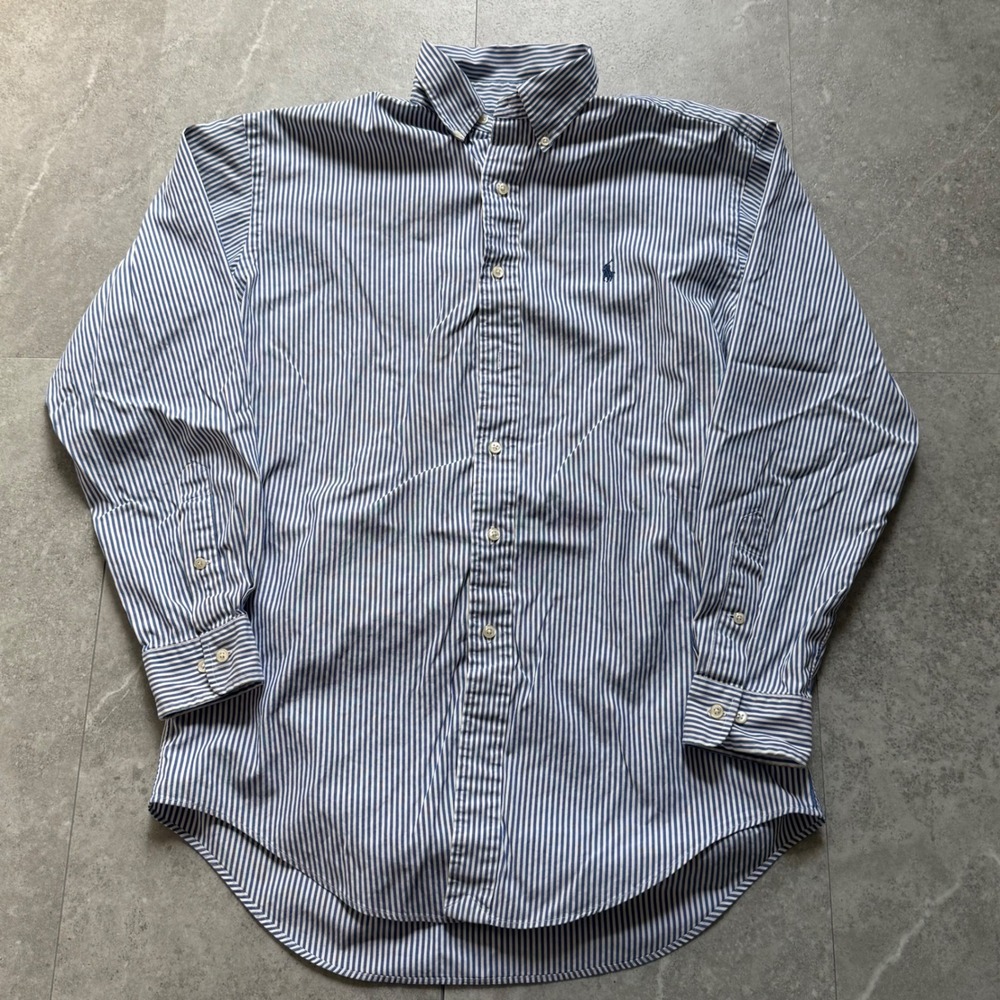Vintage Ralph Lauren Yarmouth Pinpoint Oxford Striped Button Down Shirt 15 32/33